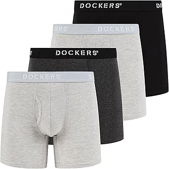 Dockers Men's Underwear Cotton Stretch Boxer Briefs for Men Pack of 4