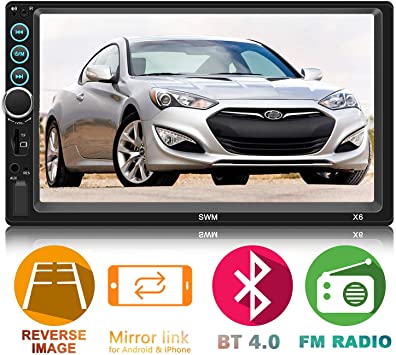 Double Din Car Stereo Upgrade 7 inch Touch Screen Car Radio MP5/4/3 Player FM Radio Video Audio Compatible with Bluetooth Support Rear-View Camera Mirror Link Android & iPhone