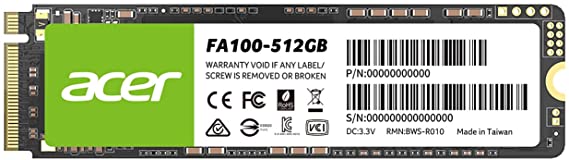 Acer FA100 M.2 SSD 512GB PCIe GEN 3 x 4 NVMe 1.4 Interface Internal Solid State Drives with 3D TLC NAND Technology - BL.9BWWA.119