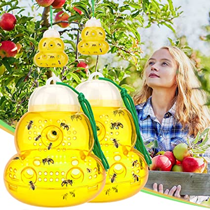 Wasp Traps,Yellow Jacket Trap Plastic Wasp Trap Outdoor Hanging Honey Bee Traps Catcher Wasp and Hornet Traps Outside,Reusable Non-Toxic Flying Insect Traps for Bee Killer Wasp Deterren Repellent