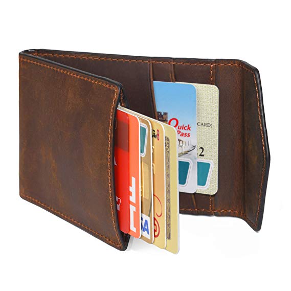 Slim Mens Wallets RFID Minimalist - Wallet Card Holder (Dark Brown)