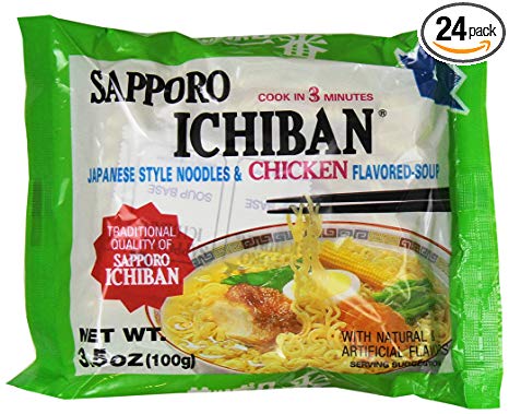 Sapporo Ichiban Japanese Style Noodles and Chicken Flavored Soup, 3.5-Ounce (Pack of 24)