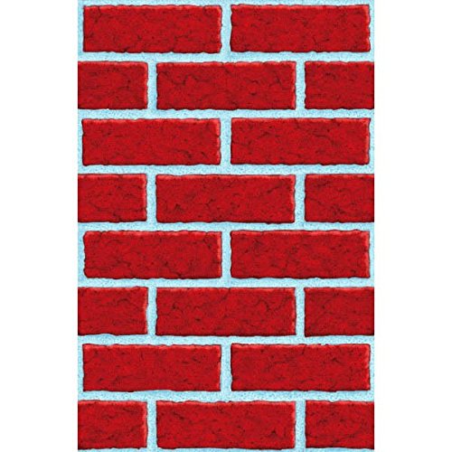 Amscan Very Merry Christmas Party Brick Wall Scene Setters Room Rolls Decorations, Vinyl, 48" x 40', Pack of 4 Party Supplies, Red/White