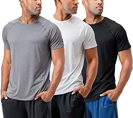 DEVOPS Men's 3 Pack Cool Chain Sports Active Hyper-Dry Workout Short Sleeve T-Shirts