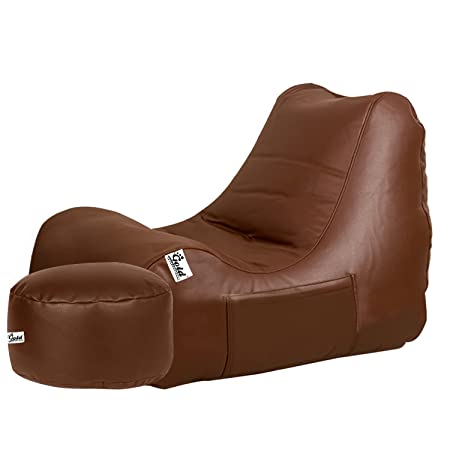 Gold Most Comfortable Prefilled Chair Sofa Bean Bag with Footrest Filled with Beans for Living Room for Home Gaming Chair Color Tan