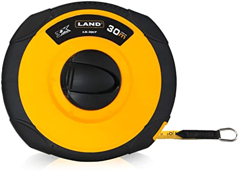 LAND Long Fiberglass Tape Measure -100FT/30M by 1/2-Inch,Inch/Metric Scale,Light and Convenient (100FT)