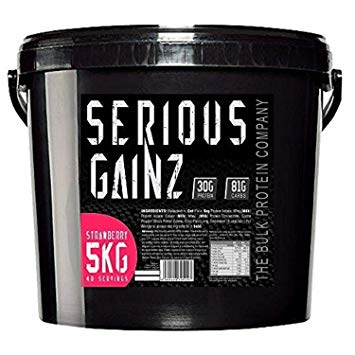 The Bulk Protein Company Serious Gainz Mass Gainer Powder, Strawberry, 5 kg