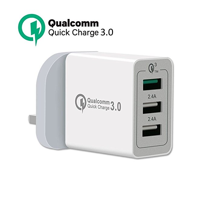 ULTRICS Qualcomm Quick Charge 3.0 Wall Charger, 3 Port USB Fast Charging Portable Travel Adapter Block Plug with Power QC 3.0 For Samsung Galaxy S9/S8/S7/S6/Note, iPhone X/8/7, iPad LG HTC and More