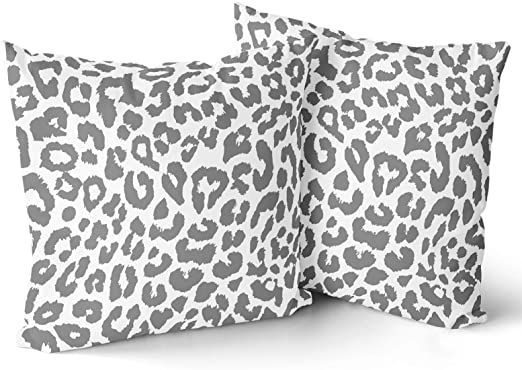 Granbey Grey Leopard Print Pillowcase 2pcs Snow Cheetah Animal Print Pillow Covers 18x18 Inch Cheetah Decorative Throw Pillow Cover Watercolor Gray Throw Pillow Cover Cotton Cushion Home Décor