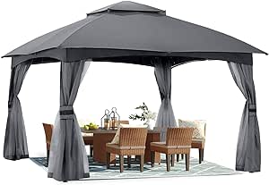 ABCCANOPY Outdoor Gazebos for Patio with Netting and Pole Coverings (8x8, Dark Gray)