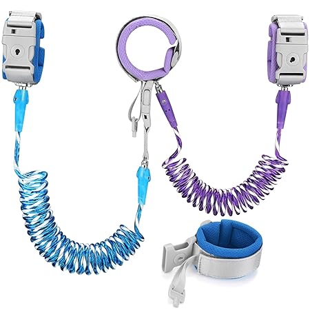 Accmor Toddler Leash with Key Lock, 2 in 1 Upgraded Anti Lost Wrist Link, 2 Packs Reflective Baby Leash with 360 Degree Rotating Connector and Adjustable Bracelet for Boys Girls Outdoor Travel, 6.56ft