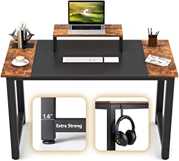BP Computer Desk 47" Study Writing Table for Home Office Workstation, Modern Simple Style PC Desk, Sturdy Metal Frame Laptop Table Save Space