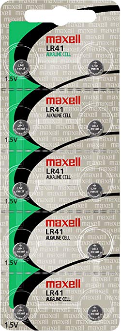 Maxell LR41 AG3 192 Alkaline Battery 1.5v (Pack of 10) by Maxell