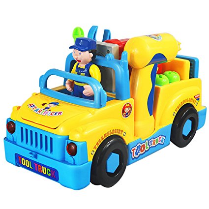 TOYK Truck Take Apart Toys for Boys Girl With Electric Drill and Various Take-A-Part Tools, Lights and Music, Construction Car Stem Toys for Kids