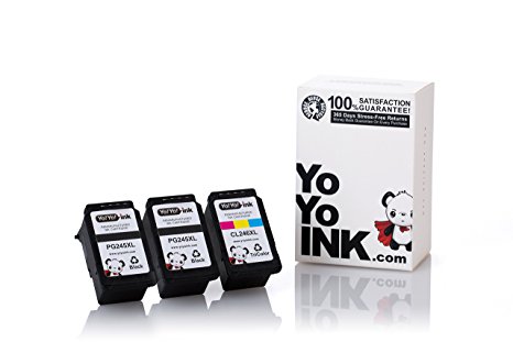 YoYoInk 3 Pack Remanufactured Ink Cartridge Replacement for Canon PG 245XL & CL 246XL (2 Black, 1 Color) Pixma MX492
