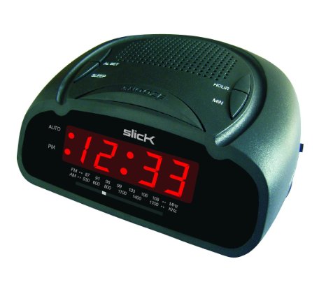 Slick CR212BK AM/FM Digital Alarm Clock Radio