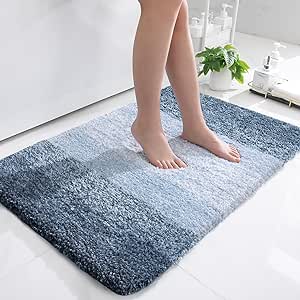 OLANLY Luxury Bathroom Rug Mat 36x24, Extra Soft and Absorbent Microfiber Bath Rugs, Non-Slip Plush Shaggy Bath Carpet, Machine Wash Dry, Bath Mats for Bathroom Floor, Tub and Shower, Navy Blue