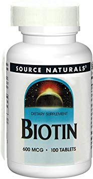 Source Naturals Biotin 600mcg High Potency B Vitamin Nutrients Support Healthy Hair, Skin & Nails - Maximum Strength Biotin Deficiency Supplement - 100 Tablets