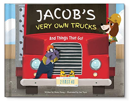 Personalized Custom Kids Keepsake Name Books for Boys Birthday Gift |Truck Tractors | Newborn New Baby Shower Gift