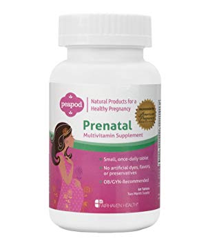 PeaPod Prenatal Multivitamins: 2-Month Supply, Once-Daily Easy to Swallow Tablet, Nothing Artificial