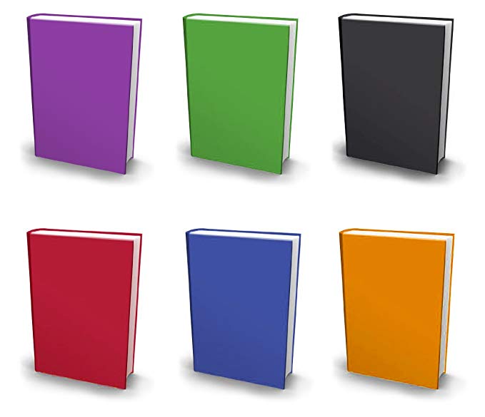 Stretchable Book Covers, Jumbo, Set of 6, Solid Colors Fabric Bookcovers, Fits Extra Large Hardcover Textbooks up to 9 x 12, Stretchy Book Covers, Washable & Reusable, Value Pack, with Bookmark