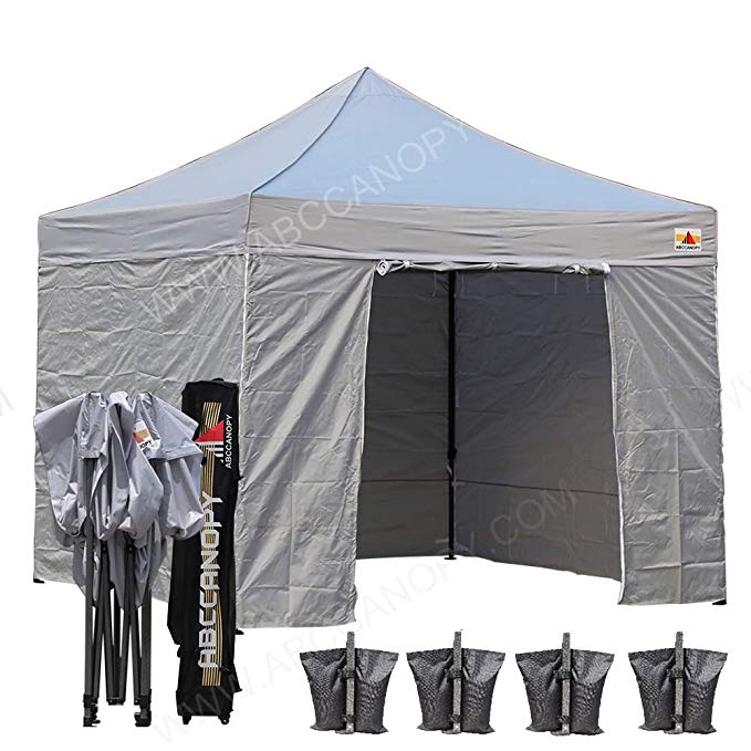 ABCCANOPY (18 colors 8ft by 8ft Ez Pop up Canopy Tent Commercial Instant Gazebos with 4 Removable Sides and Roller Bag and 4x Weight Bag (gray)