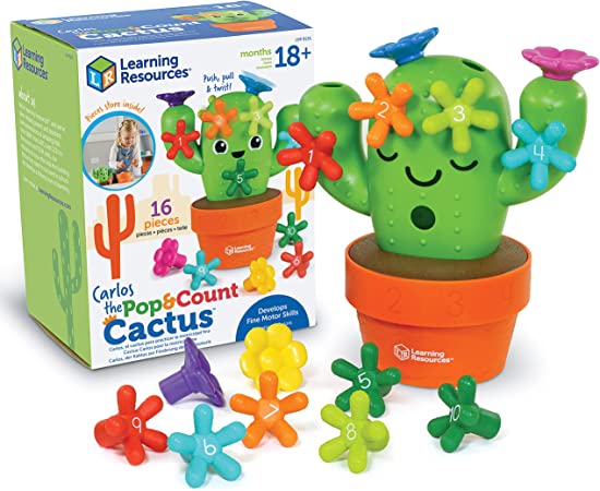 Learning Resources Carlos The Pop & Count Cactus - 16 Pieces, Age 18  Months Toddler Learning Toys, Preschool Toys, Educational Toys for Kids, Gifts for Boys and Girls