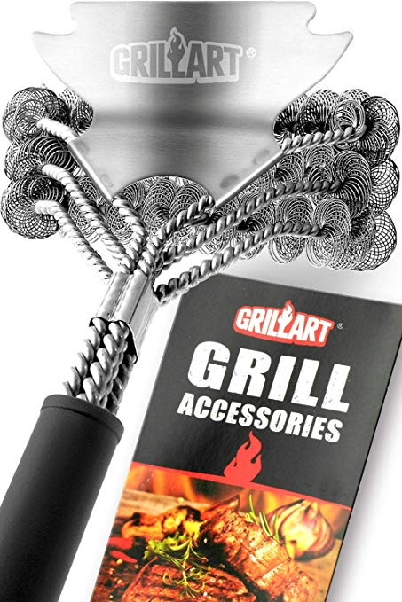 GRILLART Grill Brush and Scraper Bristle Free - Safe Barbecue Grill Brush - 18'' Best Stainless Steel BBQ Accessories Cleaner for All Grill Grates BBQ Grill Brush for Grill Wizard