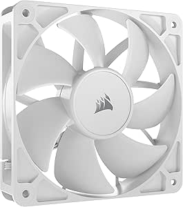 CORSAIR RS120 120mm PWM Fan – Daisy-Chain Connection – Low-Noise – Magnetic Dome Bearing – Single Pack – White