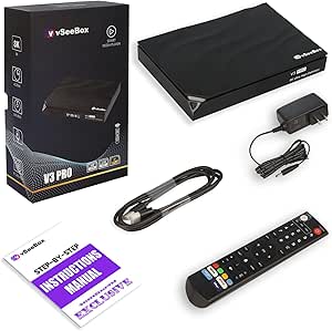 2024 Newest V3 SeeBox V3 Pro 8K Android Box with Large Voice Control Remote (Detailed Setup Guide by Seller, CA Support) - Android 11, Quad-Core, 4GB RAM, 64GB Storage, black