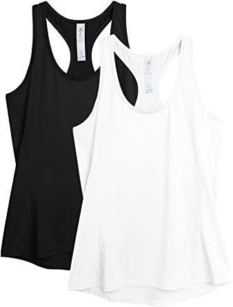 icyzone Workout Tank Tops for Women - Athletic Training Racerback Yoga Tops, Running Gym Exercise Shirts (Pack of 2)