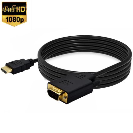 VAlinks Active HDMI Male to VGA Male D-SUB 15 Pin M/M Video Converter Cable Adapter Support Full 1080P Convert Signal from HDMI Input Laptop HDTV to VGA Output Monitors Projector-1.8m/6ft