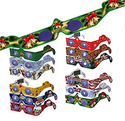 22 Pairs 3D Christmas and New Years Glasses - 13 Different Exclusive Styles -  Flat - 3Dstereo Holiday Eyes(TM)