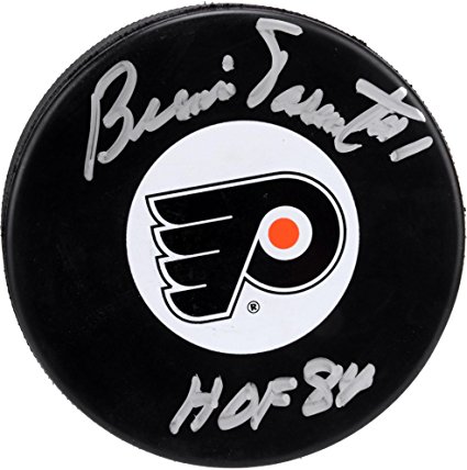 Bernie Parent Philadelphia Flyers Autographed Hockey Puck with HOF 1984 Inscription - Fanatics Authentic Certified