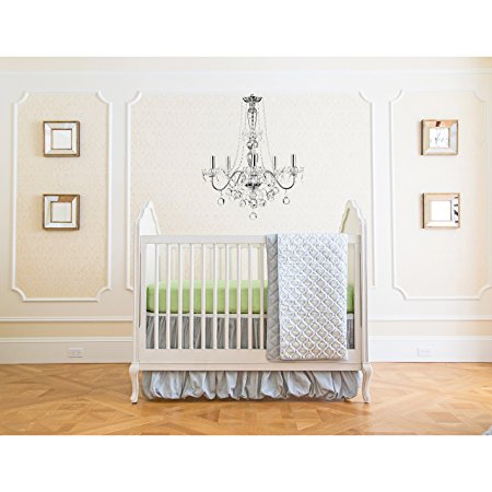 Summer Infant 4 Piece Classic Bedding Set with Adjustable Crib Skirt, Garden Gray