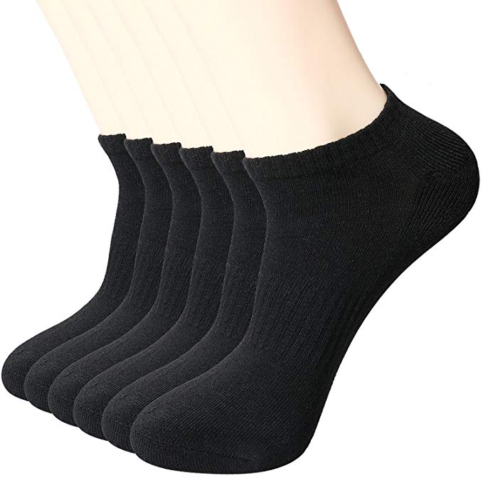 CelerSport Mens 6 Pack No Show Athletic Running Cushion Performance Low Cut Socks