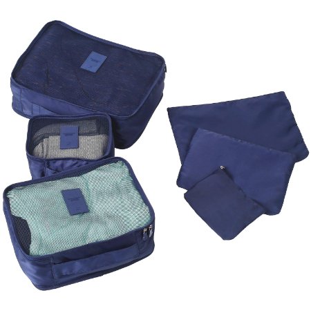 ARKTek® 6 Sets Luggage Organizers Packing Cubes Travel Organizers Compression Pouches (Navy Blue)