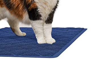 The Original GORILLA GRIP Premium Non-Slip Cat Litter Mat, Phthalate Free, XL Size, 35”x23”, Traps Litter from Box and Paws, Soft on Sensitive Kitty Paws, Easy to Clean, Durable. (Large: Navy)