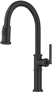 KRAUS® Allyn™ Traditional Industrial Pull-Down Single Handle Kitchen Faucet in Matte Black, KPF-4100MB