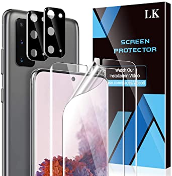 LK [2 Pack] Screen Protector   [2 Pack] Camera Lens Protector for Samsung Galaxy S20 (6.2 inch), [Positioning Tool] [In-Display Fingerprint Support] HD Ultra-Thin, Anti-Scratch, Flexible TPU Film