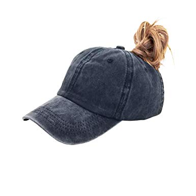 Eohak Ponytail Baseball Hat Distressed Retro Washed Cotton Twill