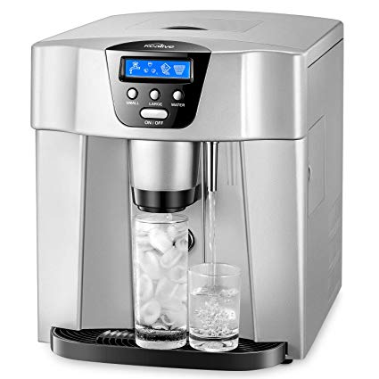 Countertop Ice Machine, Kealive Portable Ice Maker, Ice Cube Maker, Makes 33lbs per 24 hrs, Ice Cubes Ready in 8-12 Minutes, LED Display & Ice Scoop & Filling Water Pipe, Sliver