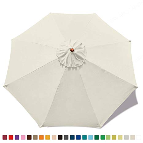 ABCCANOPY 23  colors 9ft Market Umbrella Replacement Canopy 8 Ribs (Creamy-White)