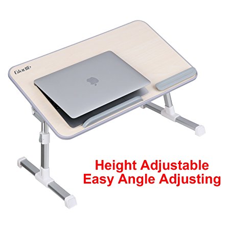 Adjustable Laptop Table, Portable Standing Bed Desk, Foldable Sofa Breakfast Tray, Notebook Stand Reading Holder for Bed, Office Work, Couch Floor Kids, Snacking, Gladle Relaxing