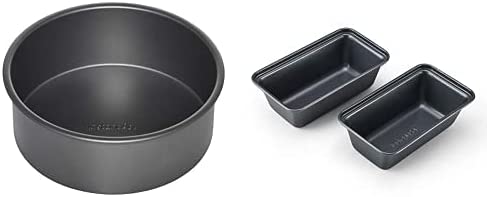 Instant Pot 5252185 Official Mini Loaf Pans, Set of 2, Compatible with 6-quart and 8-quart cookers and Official Round Cake Pan, 7-Inch, Gray