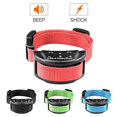 [New Color Collars] K9konnection Dog No Bark Shock Collar Training System with Harmless Warning Beep & 7 Levels of Adjustable Sensitivity Control for Small, Medium & Large Dogs - Manual Included