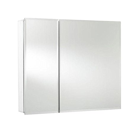 Croydex Halton 26-Inch x 30-Inch Bi-View Recessed or Surface Mount Medicine Cabinet with Hang 'N' Lock Fitting System, Aluminum