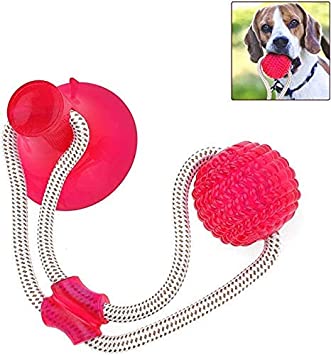 OUTERDO Dog Chew Suction Cup Tug of War Pet Toy, Dog Bite Rope Durable Self-Balloon Rubber Ball Toys, Multifunctional Molar Chew Toys, for Dental Care, Teeth Cleaning, Suitable for Dogs and Cats