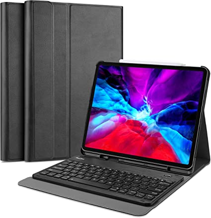 ProCase iPad Pro 12.9 2020 & 2018 Keyboard Case [Support Apple Pencil 2 Charging], Slim Lightweight Smart Cover with Detachable Wireless Keyboard for iPad Pro 12.9" 4th Gen 2020 / 3rd Gen 2018 –Black
