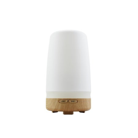 Joly Joy Aromatherapy Essential Oil Diffuser Aroma Humidifier Ultrasonic Mist 2-Level Brightness Warm Light for Home Office Spa Bedroom 100ml WhiteWood
